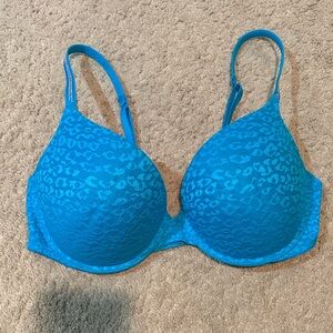 Blue Leopard Print Bra